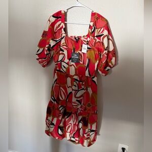 Mlle Gabrielle Women's Floral Mini Dress - Pink and Red Size 1X